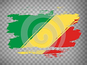 Flag of  Republic of the Congo brush stroke background.  Flag Republic of the Congo on transparent background for your design, app