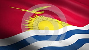 Flag of the Republic of Kiribati. Realistic waving flag 3D render illustration with highly detailed fabric texture.