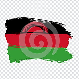 Flag Republic of Malawi from brush strokes. Flag Malawi on transparent background for your web site design, logo, app, UI.  Africa