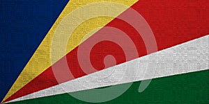 Flag of Republic of Seychelles on a textured background. Concept collage