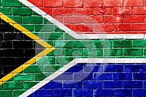 Flag of Republic of South Africa on a textured background. Concept collage