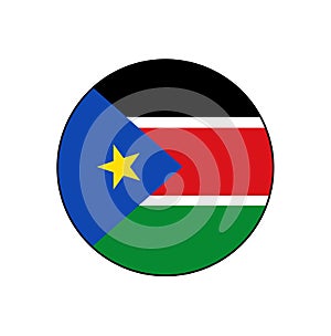 Flag of Republic of South Sudan Vector Circle Icon Button for Africa Concepts.