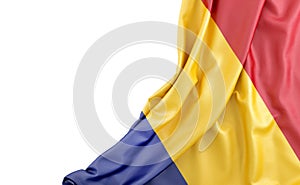 Flag of Romania with empty space on the left. Isolated. 3D Rendering