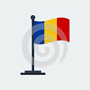 Flag Of Romania.Flag Stand. Vector Illustration