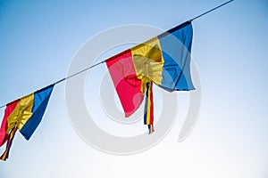 The flag of Romania in the wind