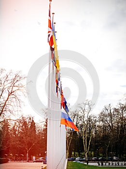 Flag of Russia flying half-mast at Council of Europe building