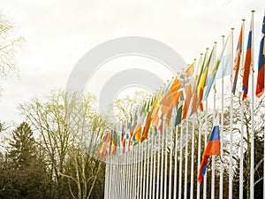 Flag of Russia flying half-mast at Council of Europe in Strasbou