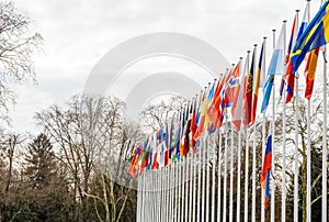 Flag of Russia flying half-mast at Council of Europe in Strasbou