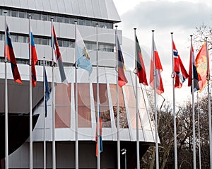 Flag of Russia flying half-mast at Council of Europe in Strasbou