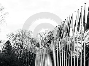 Flag of Russia flying half-mast at Council of Europe in Strasbou