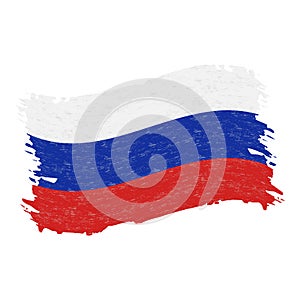 Flag of Russia, Grunge Abstract Brush Stroke Isolated On A White Background. Vector Illustration.