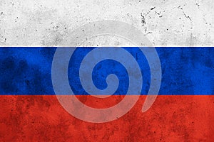 Flag of Russia with grunge texture background