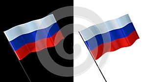 Flag of russia on white and black backgrounds