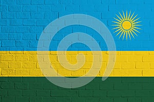 Flag of Rwanda. Brick wall texture of the flag of Rwanda