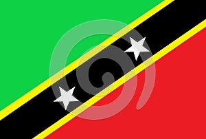 The flag of Saint Kitts and Nevis yellow edged black band containing two white stars