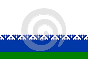 flag of Samoyedic peoples Tundra Nenets. flag representing ethnic group or culture, regional authorities. no flagpole. Plane