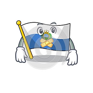 Flag san marino Scroll mascot cartoon character design on silent gesture