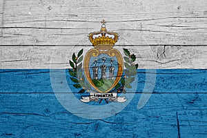 Flag of San Marino. Wooden texture of the flag of San Marino