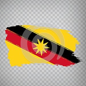 Flag Sarawak brush strokes. Flag  Sarawak State  on transparent background for your web site design, app, UI. Malaysia