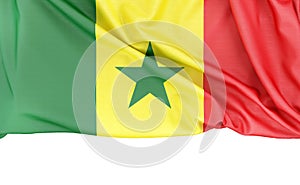 Flag of Senegal isolated on white background with copy space below. 3D rendering