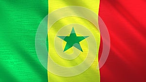 The flag of Senegal. Shining silk flag of Senegal. High quality render. 3D illustration