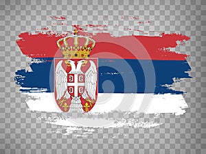 Flag of  Serbia brush stroke background.  Flag Serbia  on transparent background for your design, app, UI.