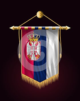 Flag of Serbia. Festive Vertical Banner. Wall Hangings photo