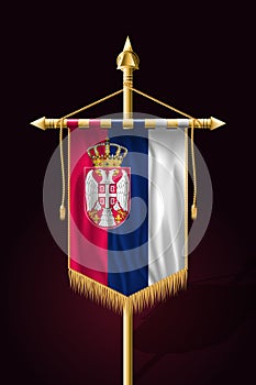Flag of Serbia. Festive Vertical Banner. Wall Hangings photo
