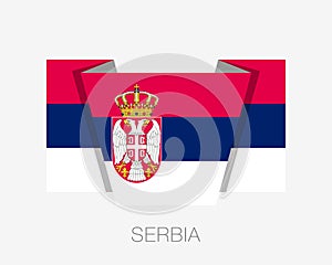 Flag of Serbia. Flat Icon Waving Flag with Country Name photo
