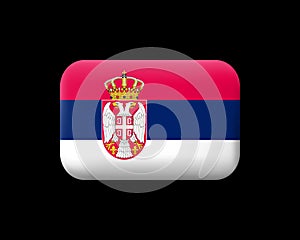 Flag of Serbia. Matted Vector Icon and Button. Rectangular Shape photo