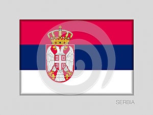 Flag of Serbia. National Ensign Aspect Ratio 2 to 3 on Gray photo