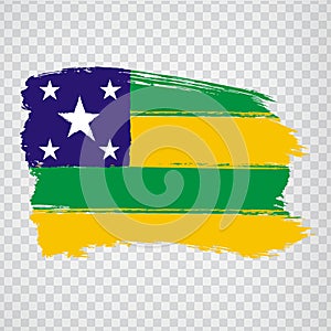 Flag of  Sergipe from brush strokes. Federal Republic of Brazil. Flag Sergipe of Brazil on transparent background for your web sit