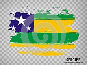 Flag of Sergipe from brush strokes. Federal Republic of Brazil. Flag Sergipe of Brazil on transparent background for your web site
