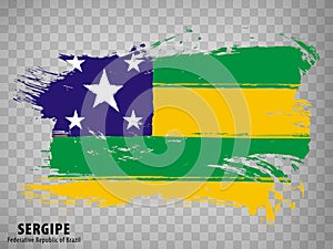 Flag of Sergipe from brush strokes. Federal Republic of Brazil. Waving Flag Sergipe of Brazil