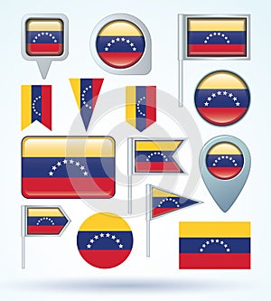 Flag set of Venezuela, vector illustration.