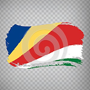 Flag of Seychelles, brush stroke background.  Flag of the Republic of Seychelles on transparent background