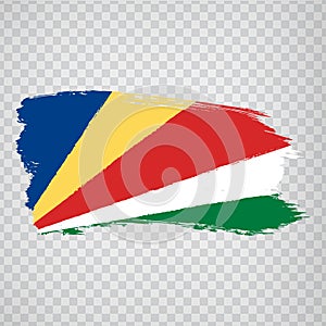 Flag Seychelles from brush strokes. Flag Republic of Seychelles on transparent background for your web site design, logo, app, UI.