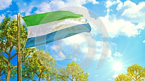 flag of Sierra Leone at sunny day, comfort life symbol - nature 3D illustration