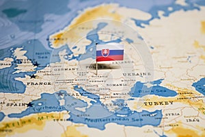 The Flag of Slovakia in the World Map