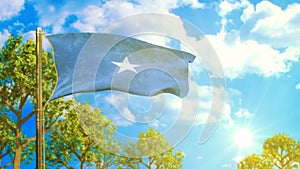 flag of Somalia at sunny day, holiday symbol - nature 3D illustration