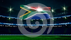 Flag South Africa in empty cricket stadium