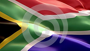 Flag of South Africa waving in the wind. 4K High Resolution Full HD. Looping Video of International Flag of South Africa.