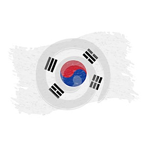 Flag of South Corea, Grunge Abstract Brush Stroke Isolated On A White Background. Vector Illustration. photo