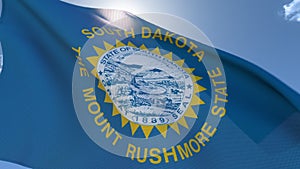 Flag of South Dakota Waving in the Wind