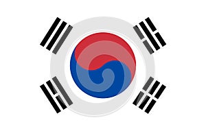 Flag south korea, peace and purity symbol, asian country