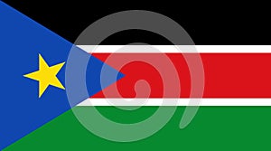 Flag of South Sudan. South Sudanian flag on fabric surface. African country