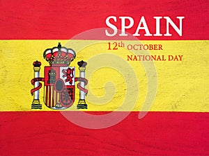 Flag of Spain. Beautiful greeting card. Closeup photo