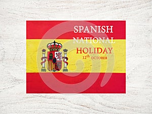 Flag of Spain. Beautiful greeting card. Closeup photo