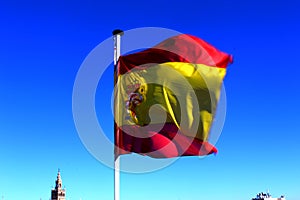 Flag of Spain blowing in the wind