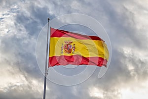 Flag of Spain blowing in the wind.